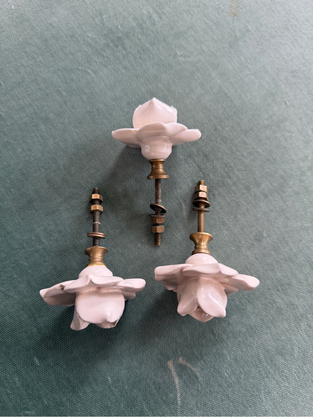 Anthropologie White Porcelain Flower Drawer Pulls